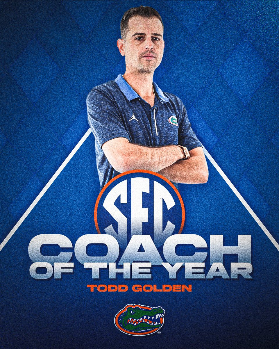 🏀 2026 #SECMBB Coach of the Year

🐊 Todd Golden, <a href="/GatorsMBK/">Florida Gators Men’s Basketball</a>

SECsports.social/mbbawards26 | #ItJustMeansMore
