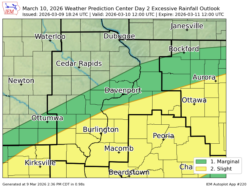 Wpc Riskmap WPC issues Day 2 Slight Risk Excessive Rainfall Outlook at Mar 9, 18 ...