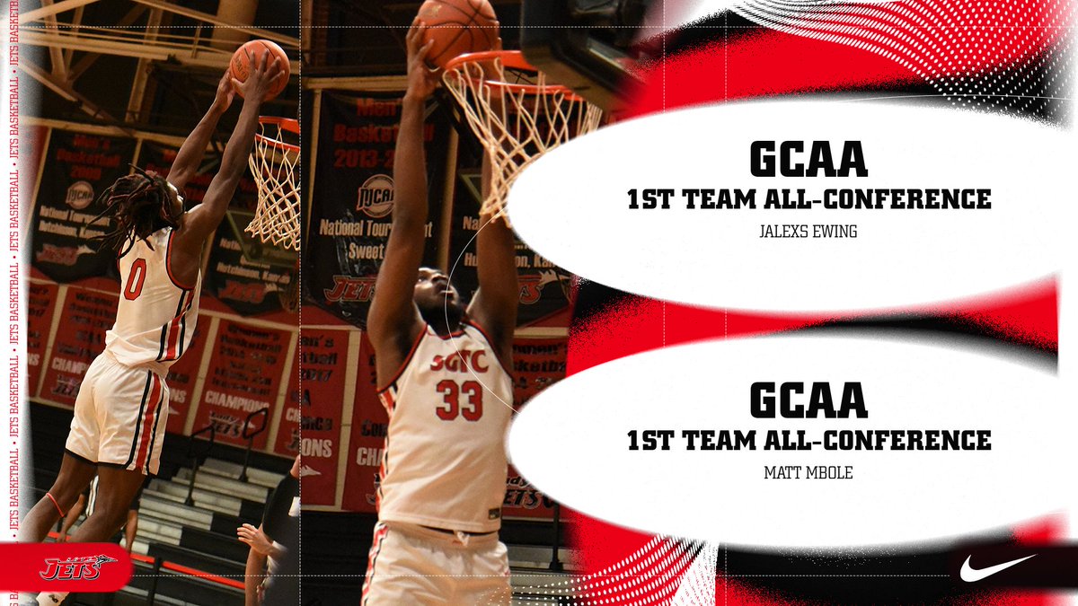 SGTCJets's tweet photo. Congratulations to Jalexs Ewing and Matt Mbole for being named GCAA Men's Basketball 1st Team All-Conference! @Jalexs_ @JJepiak91564 #SGTCJets https://t.co/E21GV9lYdr