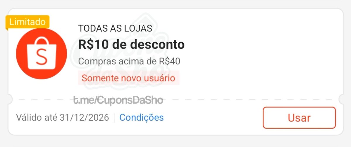 cuponsdasho's tweet photo. 🚨 SAIU CUPOM SHOPEE 🚨

🔥 R$10 OFF acima de R$40 (Novas contas)

🎟 Código: BEMVINDO10 

🔗 ATIVE AQUI: https://t.co/opLIRKp2zD

🛒 Link carrinho: https://t.co/DMxS6UvVuC https://t.co/1OS18kQJ8I