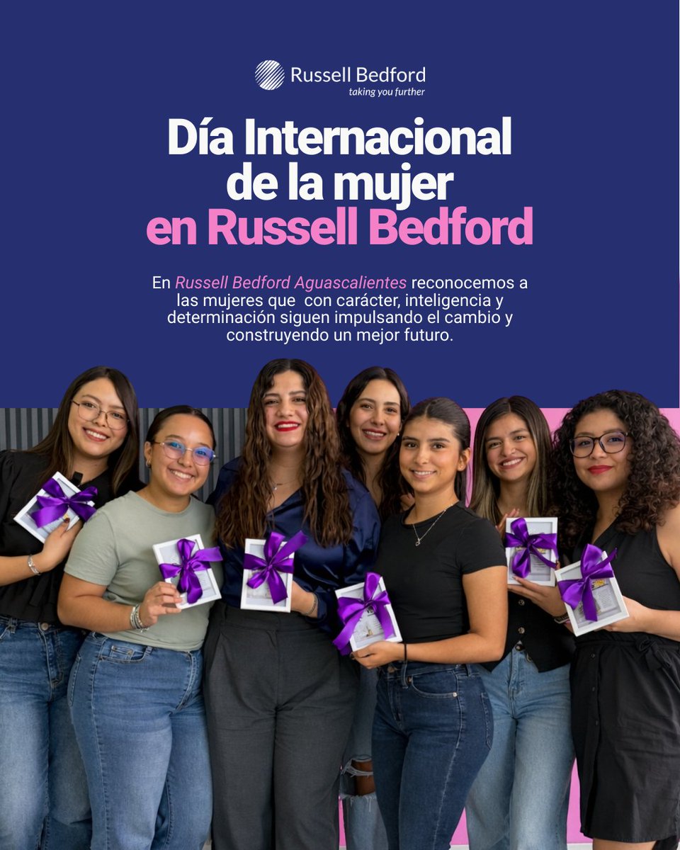RB_Ags_'s tweet photo. Hoy reconocemos la fuerza, el talento y la determinación de las mujeres que forman parte de Russell Bedford Ags.

Su compromiso y visión impulsan cada paso que damos hacia un mejor futuro.🤩💜

#DíaInternacionalDeLaMujer #RussellBedford #RussellBedfordAguascalientes #8M https://t.co/T7zZ9hTBj5