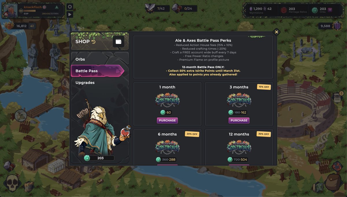 ⚔️ COLLECT $ISIR LIKE A PRO

Want to get the most out of collecting $ISIR until March 31st? With our 12-month Battle Pass, you get 50% more $ISIR points. 

With the battle pass, you get even more:
⏬ Reduced Action House fees (15% » 10%)
⏲️ Reduced crafting times (-20%)
🦸‍♂️ Craft