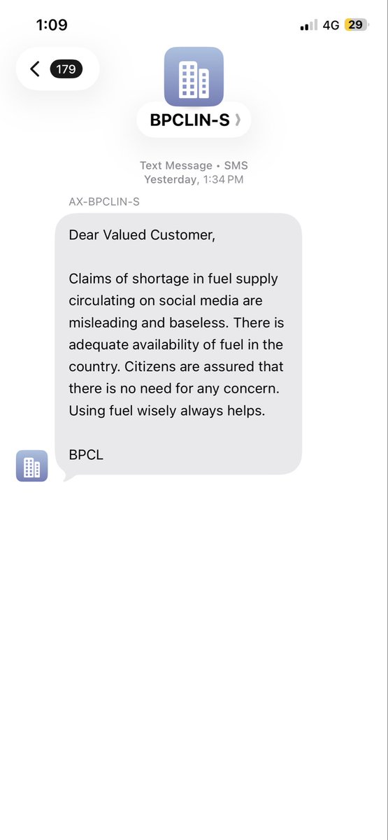 Ashutosh090993's tweet photo. @ajitanjum @zoo_bear @ajitanjum आप अपना प्रोपगंडा चलाओ आज ही मुझे @BPCLimited से मेसेज आया है गैस या पेट्रोलियम की कमी नहीं है देश में https://t.co/GU8OQECSu8