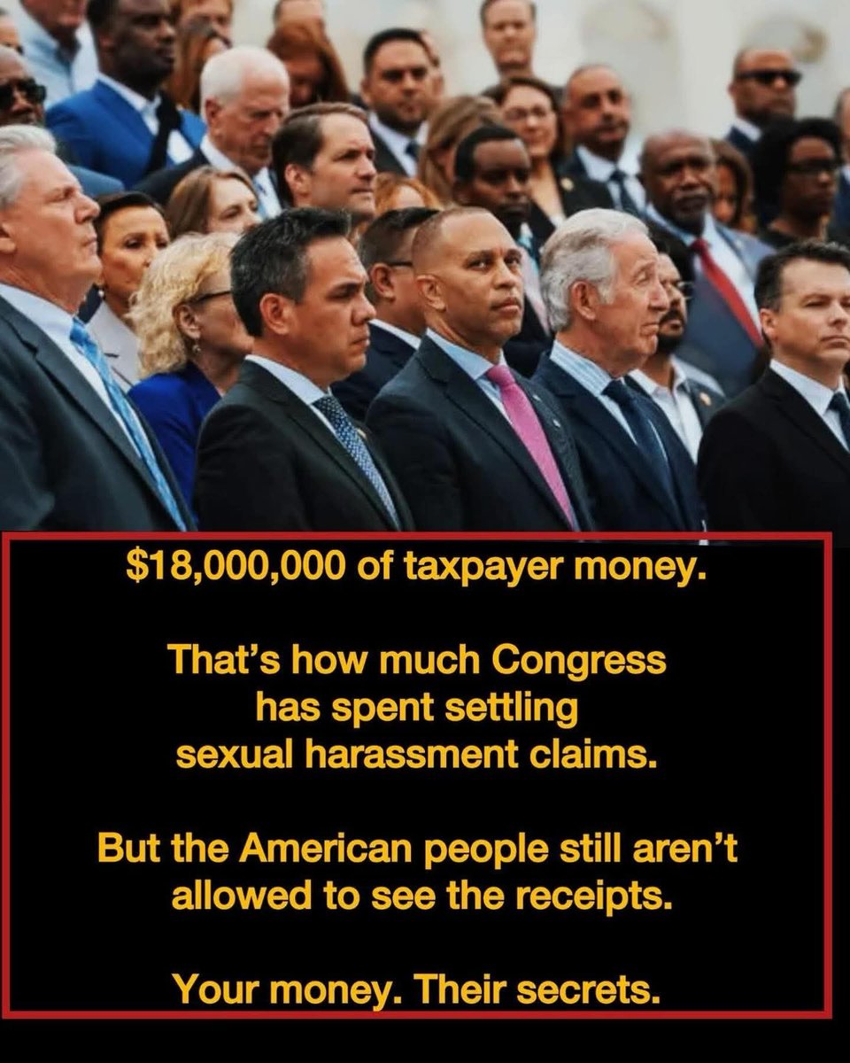 💲Taxpayers have paid $18 MILLION (that we know of) to a Secret Slush Fund that protects Sex Offenders in Congress. 

🔺️Do taxpayers deserve to know the names of those Congress members?