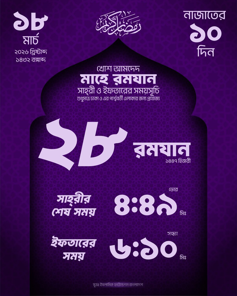 im_junayed's tweet photo. খোশ আমদেদ মাহে রমযান। 🌙

#রমজান২০২৬ #ramadan2026 #Dhakaramadan #sehritime #iftartime https://t.co/4NYbzP2gs1