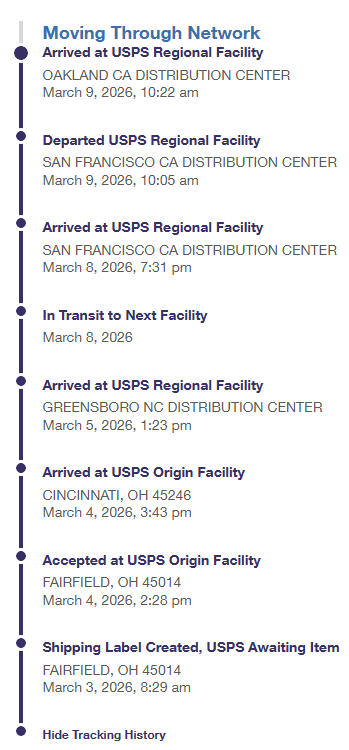 JohnDee_Lite's tweet photo. @stoolpresidente @barstoolsports Watching this Jack Hughes shirt ship to Florida from Ohio has been entertaining. Original delivery date was March 7. Did Rico's new contract include time in the shipping department? https://t.co/qFp9M40SZN