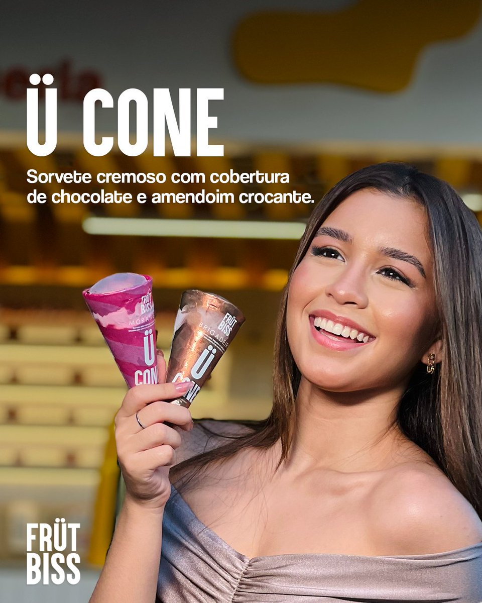 Frutbiss's tweet photo. Ü Cone é aquele momento perfeito do dia em forma de sorvete: casquinha crocante recheada com muito sabor para deixar tudo ainda mais delicioso.

Se é pra aproveitar, que seja assim… até a última mordida. ✨

#FrutBiss #ÜCone #MomentoFrutBiss #sabordaalegria #sorvete https://t.co/beXnp6wYB7