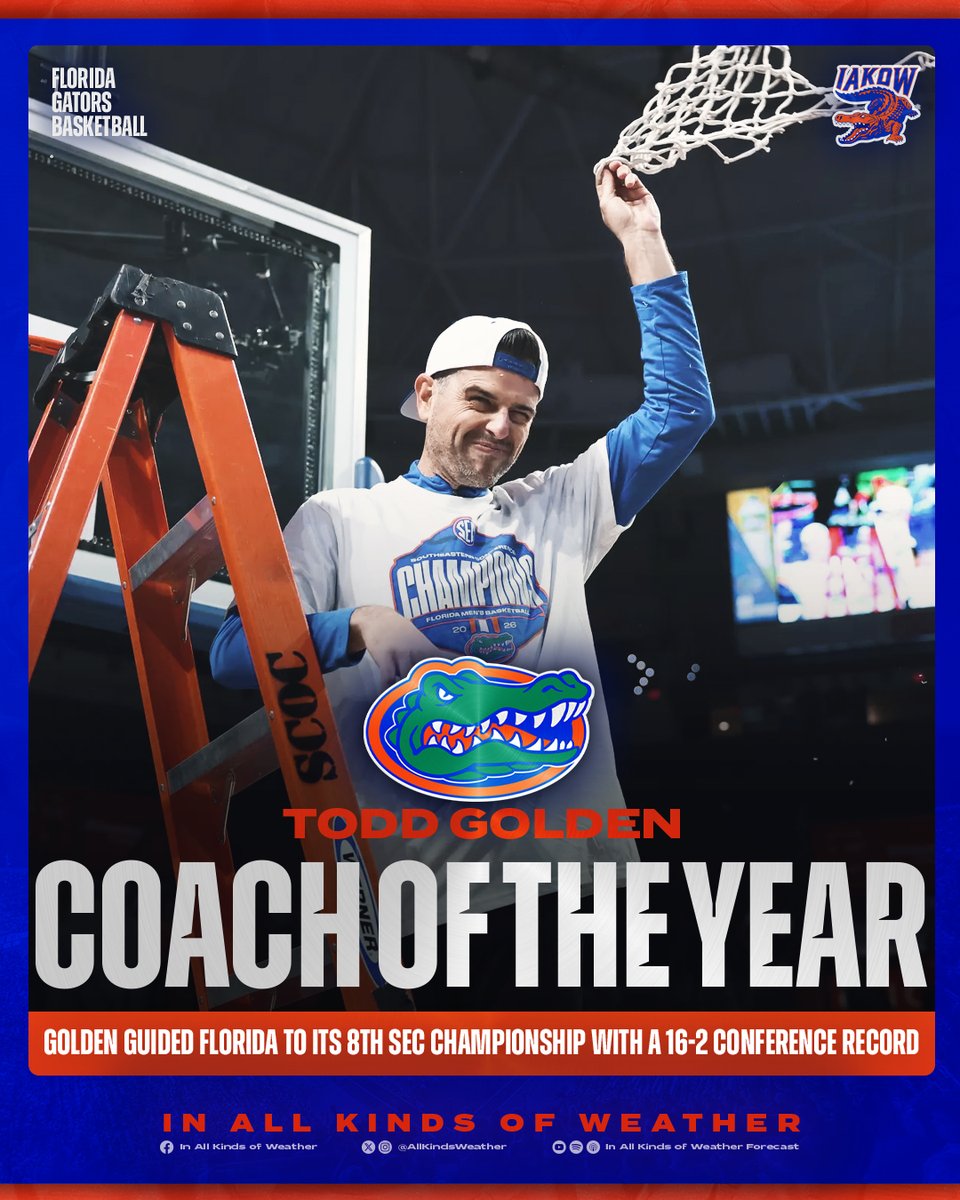 🚨MAJOR BREAKING NEWS🚨

Todd Golden has been named the 2026 SEC Coach Of The Year!!!

This man has been recognized as the best and you WILL respect him as such 😤 #GoGators
