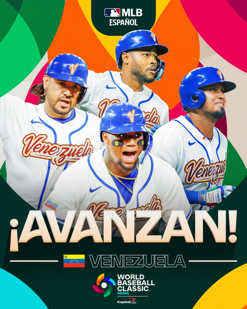 ¡Venezuela avanza! 🇻🇪

Con desempates a su favor ante Israel y Países Bajos, la selección venezolana asegura su pase a los cuartos de final del #WorldBaseballClassic 2026.