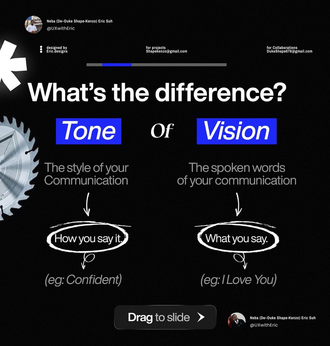 neba_eric15528's tweet photo. Design isn’t just visuals.
It’s communication.
Tone of voice → How you say it
 Voice → What you say
When both align, brands become unforgettable.
Good design speaks.
Great design communicates.
#UXDesign #DesignTips #UIDesign #ProductDesign #DesignEducation #UXwithEric https://t.co/R65i0Ib53u