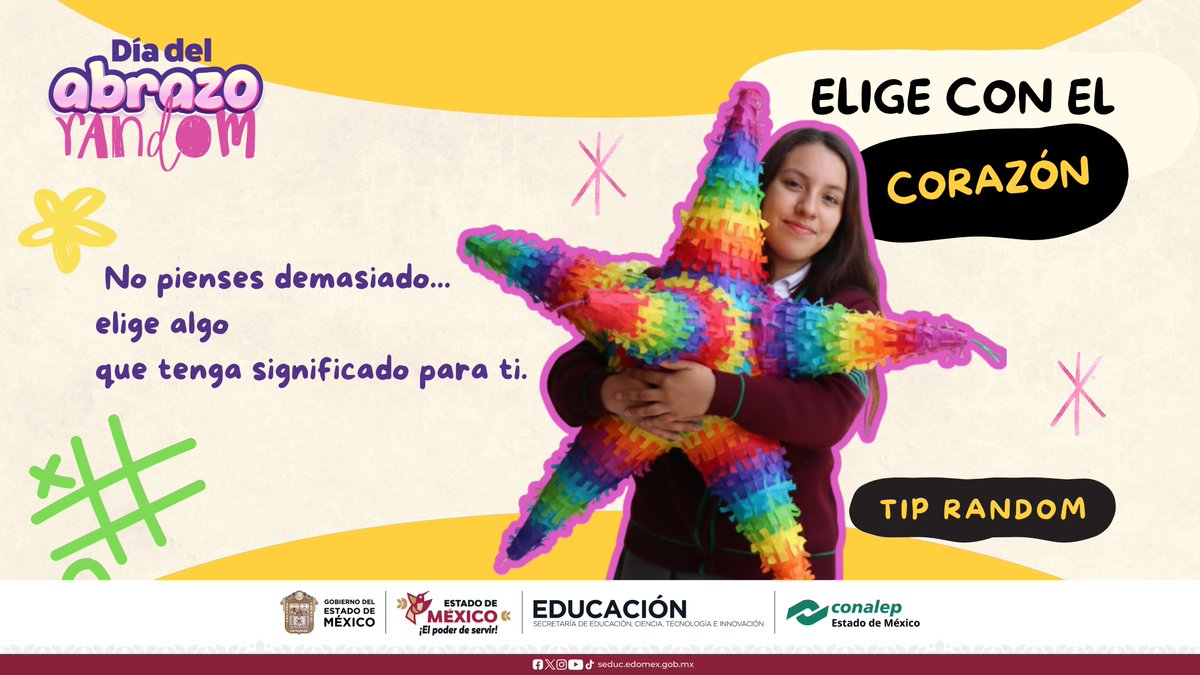 Conalep_Edomex's tweet photo. Tu #AbrazoRandom debe ser positivo y auténtico. Creatividad sí. Respeto siempre 🤝🧸
Construyamos un espacio seguro para todas y todos 💫
🗓️ Regístrate antes del 20 de marzo 👇🏽
https://t.co/5t1FpeB18Q
#ApasionadamenteCONALEP #OrgullosamenteCONALEP #ElPoderDeServir https://t.co/MzzOqzM3R9