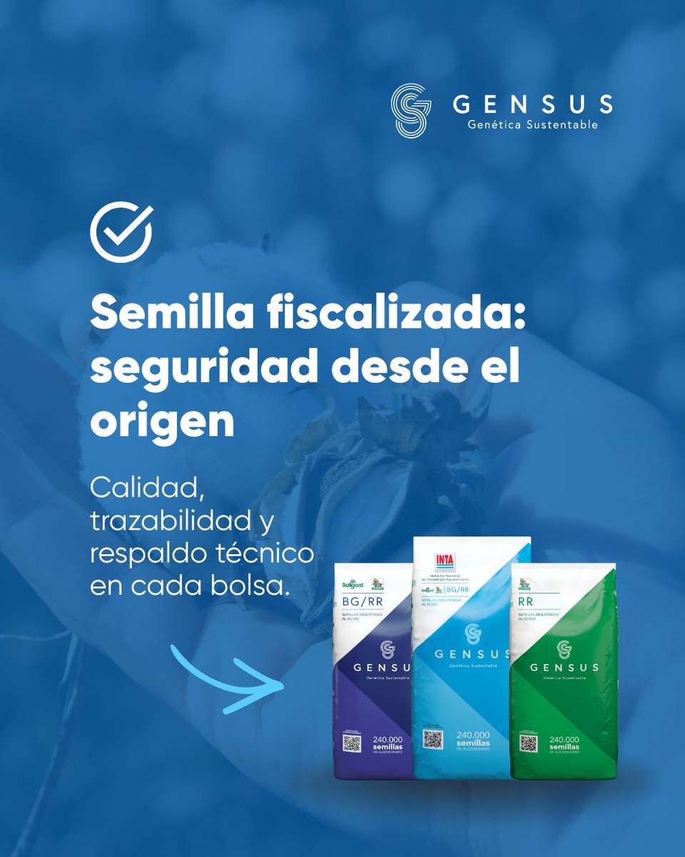 GensusArg's tweet photo. Elegir #SemillaFiscalizada es sembrar con confianza: calidad garantizada, identidad varietal y procesos controlados desde la producción hasta el lote.

🌱 Una base confiable permite que el potencial del cultivo se exprese plenamente.

📲 https://t.co/803yuu0eAD https://t.co/S75RAKztbz