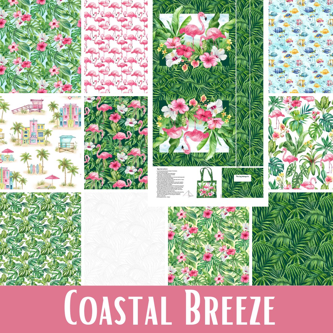 Dreaming of a vacation where the weather is warm and you can lounge on the beach? Coastal Breeze from Northcott lets you enjoy a sewing holiday with a beach scene &amp; pink flamingos.

tinyurl.com/3wv7k8r5

#fabric #fabrics #sewing #quilting #quilters #northcottfabrics