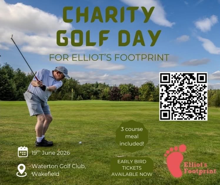 For more details on our upcoming Charity Golf Day, visit elliotsfootprint.org/charity-golf-d…. Includes a full round of golf, a bacon roll and coffee breakfast, a basket of balls for the driving range, and 
a 3-course meal for a team of four! 

Scan the QR code to secure your team’s spot!