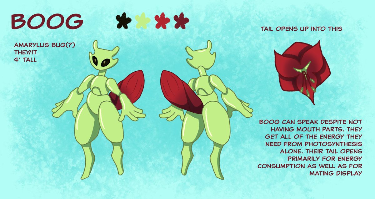bumble__tea's tweet photo. Just to warn everyone I’ve been a character creation machine lately. This is Boog, it’s a bug with a flower butt https://t.co/GResd57UsW