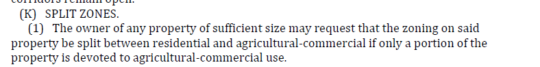 yall ever see a zoning code explicitly allow split zoning? insane to allow a zoning district to not follow a property line. enforcement nightmare