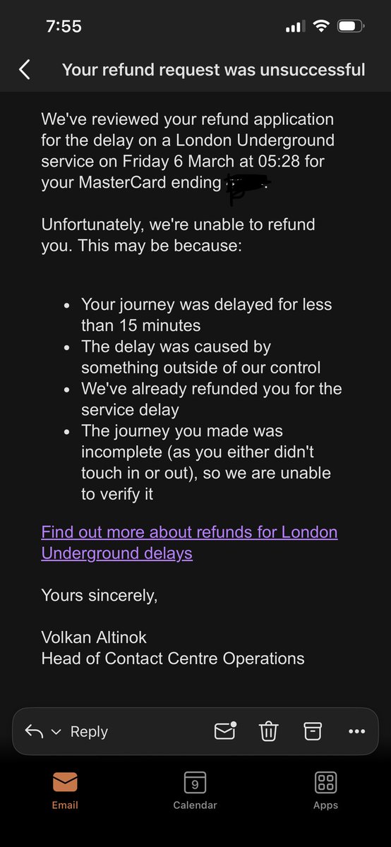 shitiz89's tweet photo. So the tube goes faulty and no refund is issued rather denied . @TfL you need to be serious. https://t.co/jsflb5UkQT
