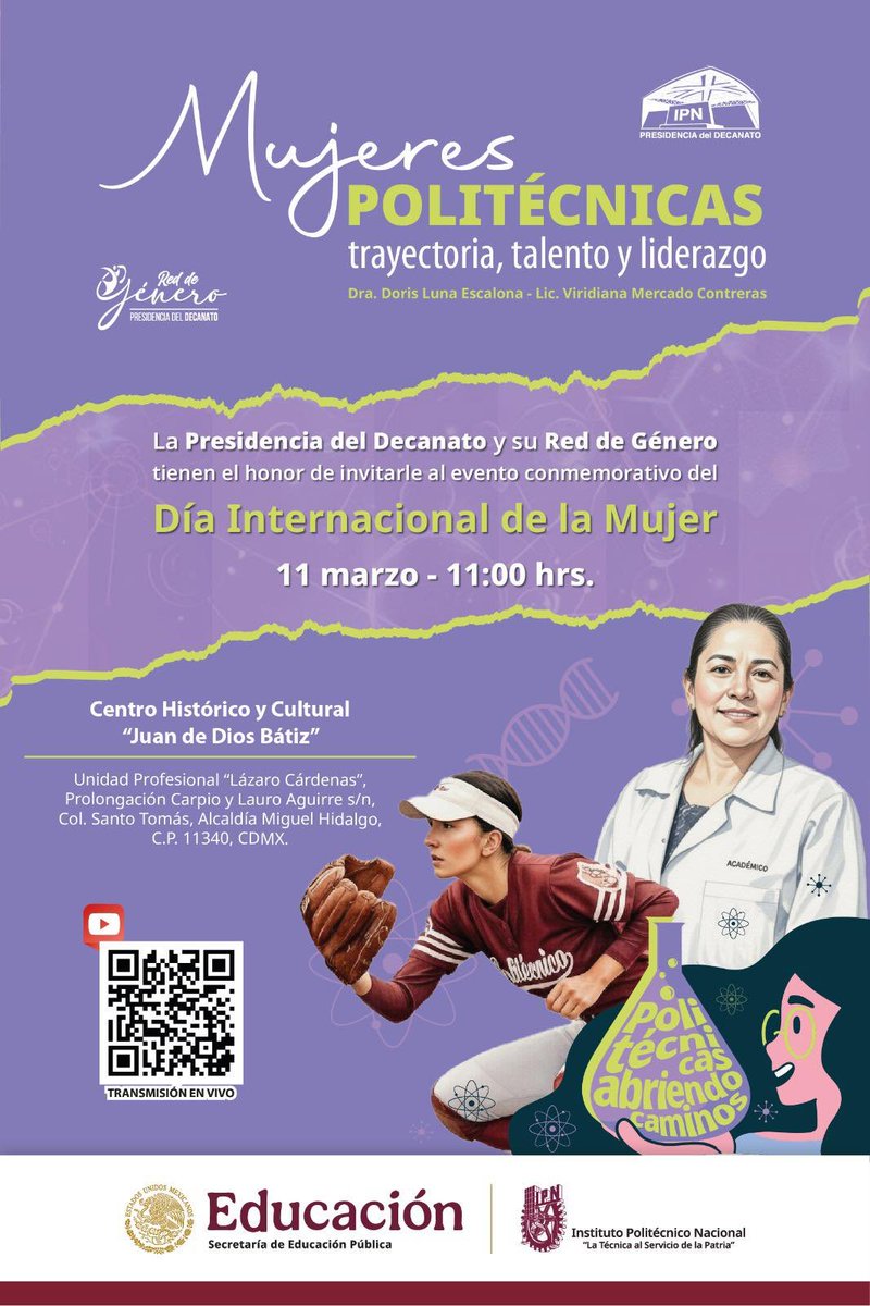 Cordialmente invitados.
<a href="/IPN_MX/">IPN</a> <a href="/GeneroIPN/">Unidad de Género IPN</a> <a href="/EliCabreraCh/">Elizabeth Cabrera Chávez</a>