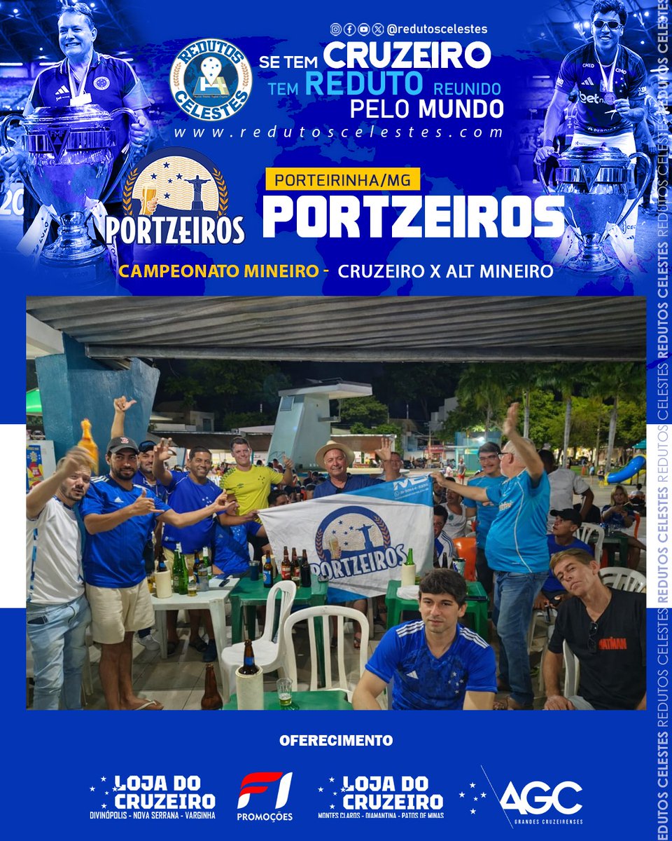 O reduto <a href="/portzeiros/">Portzeiros</a> se reuniu na final do Campeonato mineiro no jogo entre <a href="/Cruzeiro/">Cruzeiro 🦊</a> contra o alt mineiro.

Cruzeirenses pelo Mundo #JuntosPeloCruzeiro

#RedutosCelestes #Cruzeiro
#CampeonatoMineiro2026