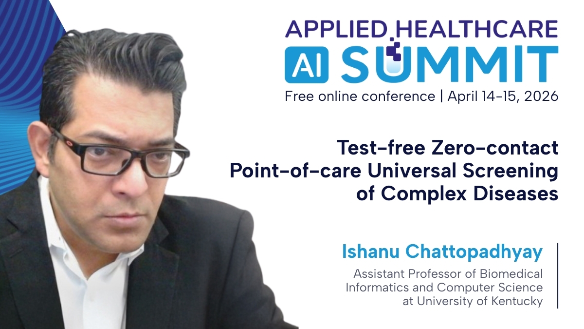JohnSnowLabs's tweet photo. At the Applied Healthcare AI Summit Ishanu Chattopadhyay – Assistant Professor of Biomedical Informatics and Computer Science at University of Kentucky will present:

“Test-Free, Zero-Contact Point-of-Care Universal Screening of Complex Diseases.”

👉 https://t.co/PB46rwKORM https://t.co/HNEmrtiyMQ