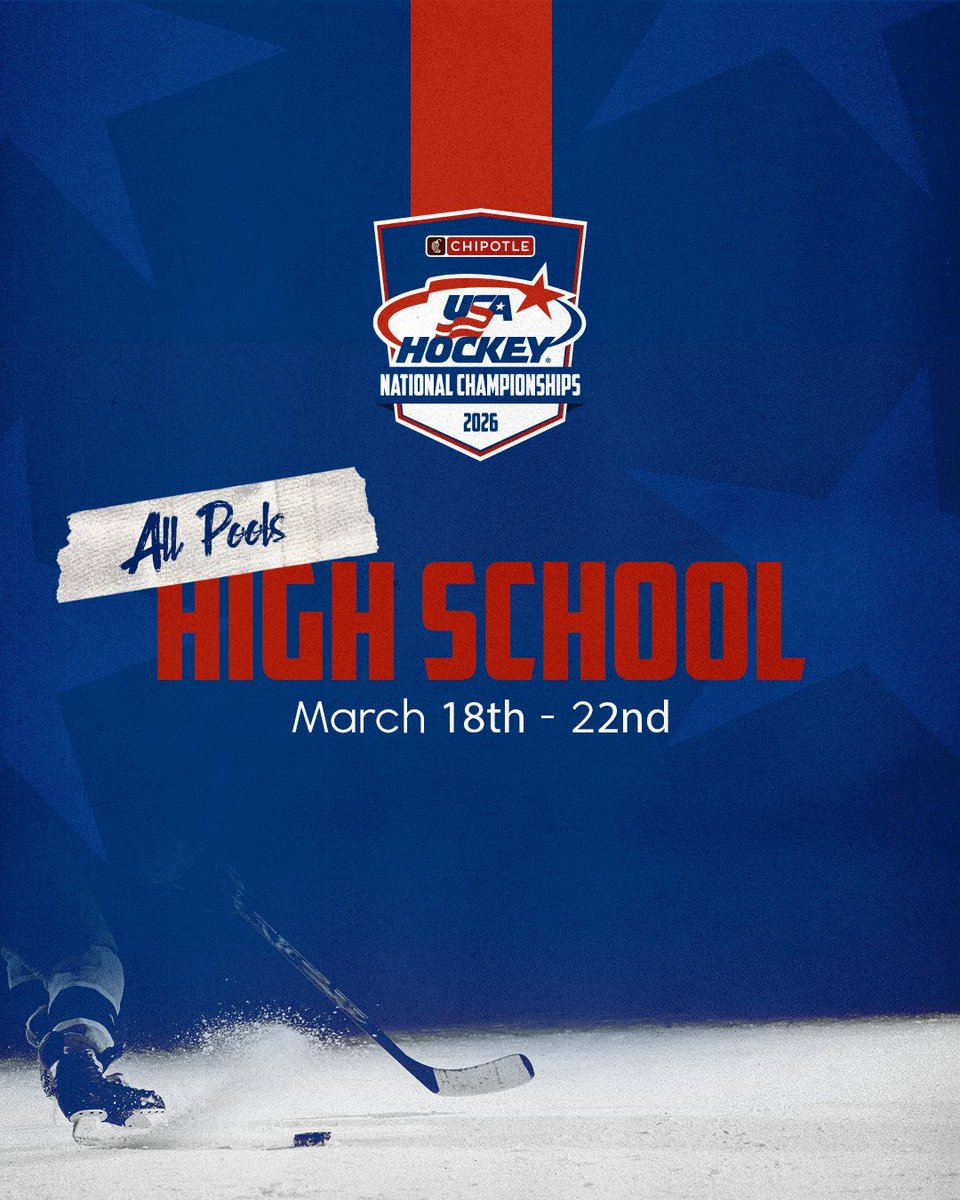 usahockey's tweet photo. Introducing the 2026 @ChipotleTweets-USA Hockey National Championships pools and schedules for High School 1A, 2A, 3A and High School Girls 1A and 2A! ↓↓

Schedules: https://t.co/CYnZCsz81o

#USAHNationals | #TrainEatRepeat https://t.co/QwcrbS3e06