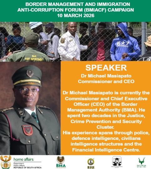 TheBMA_SA's tweet photo. The last leg of the Border Management and Immigration Anti-Corruption Forum (BMIACF) campaign in the 2025/2026 financial year will be held tomorrow ,  10 March at Maseru Bridge Port of Entry. The campaign aims to raise awareness against corruption at South Africa’s ports of entry, mobilise travellers and other stakeholders to take a stand firm against corruption and associated corrupt activities.