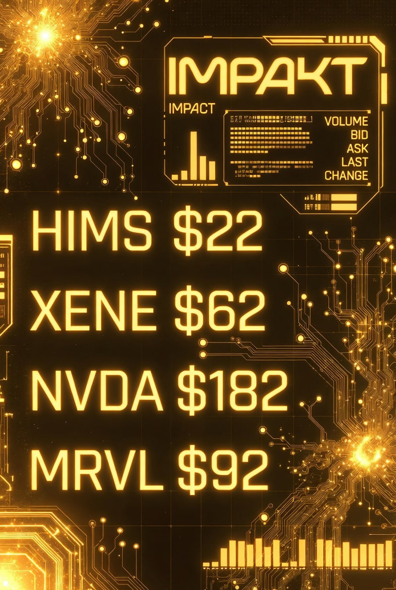 _quackola_'s tweet photo. $HIMS：$22
$XENE:$62
$NVDA:$182
$MRVL:$92 https://t.co/9AuTpPsdyt