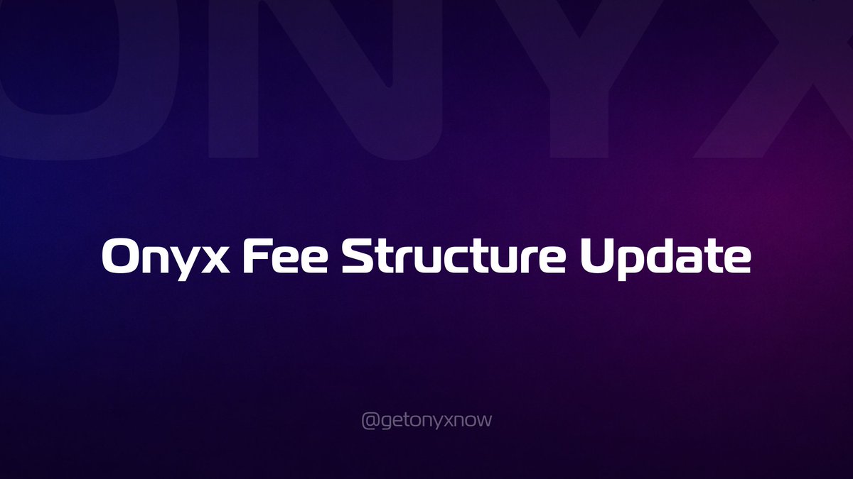 Important update to the Onyx fee structure.

Starting March 10, protocol fees on Onyx are set to 1% across core actions. This change helps us keep the protocol sustainable while continuing to build and support the infrastructure around it.

At the same time, this update