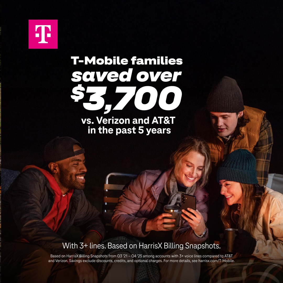 TMobile's tweet photo. Everyone's got free phone deals. With T-Mobile, get value that keeps adding up every month, every year.