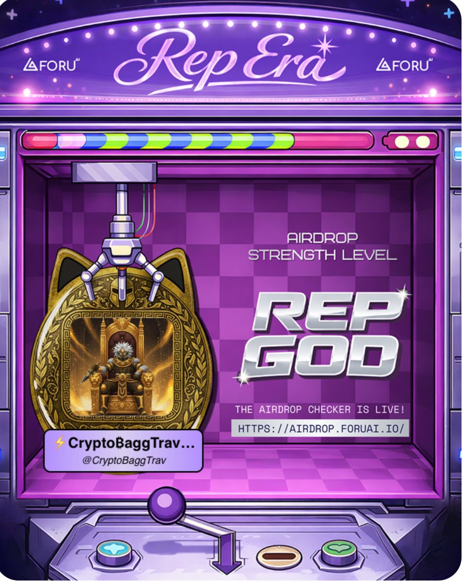 CryptoBaggTrav's tweet image. Got in early. Built my rep.
Now I’m part of the first wave of $FORU airdrop crew🚀
#Bagg
Check if you made it 👇
airdrop.foruai.io