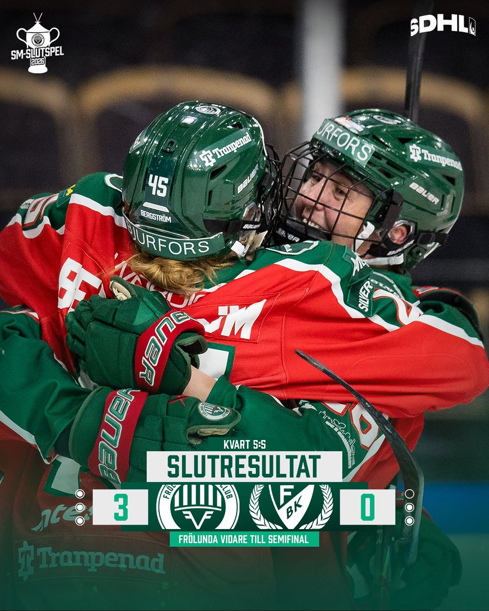 SEMIFINAL! Vi besegrar Färjestad BK med 3-0 i den avgörande kvartsfinalen och avancerar till semifinal.

Andrea Brändli räddar samtliga 22 skott och håller sin femte nolla den här säsongen!