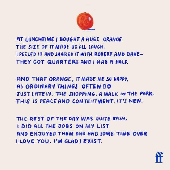 ##smallbeautieshour #becauseofClem #threadofgold The Orange,  Wendy Cope