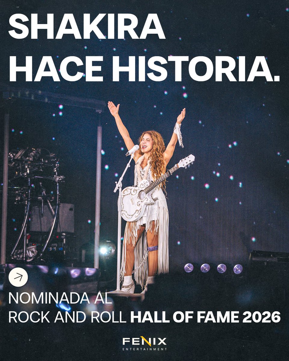 SHAKIRA HACE HISTORIA 👑🇨🇴

✨ <a href="/shakira/">Shakira</a> es nominada al Rock &amp; Roll Hall of Fame 2026, convirtiéndose en la primera artista colombiana en recibir esta distinción 🎸

Con más de 30 años de trayectoria, fusionando rock, pop y ritmos latinos, Shakira marcó un antes y un después en la