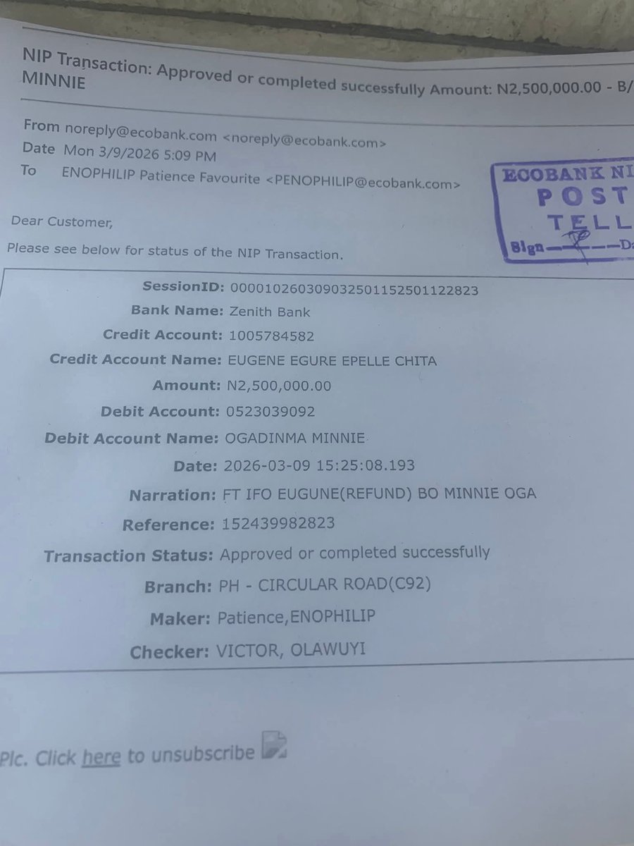 Do you know the Chairman of Ahoada West Hon. Eugene Cheta Epelle tried to silence the girl he beat up with N2.5M? 

The girl, Winnie Miller being a RATEL, returned the money. 

She wrote:

“Transparency is very important to me, so I want everyone to know that I have successfully