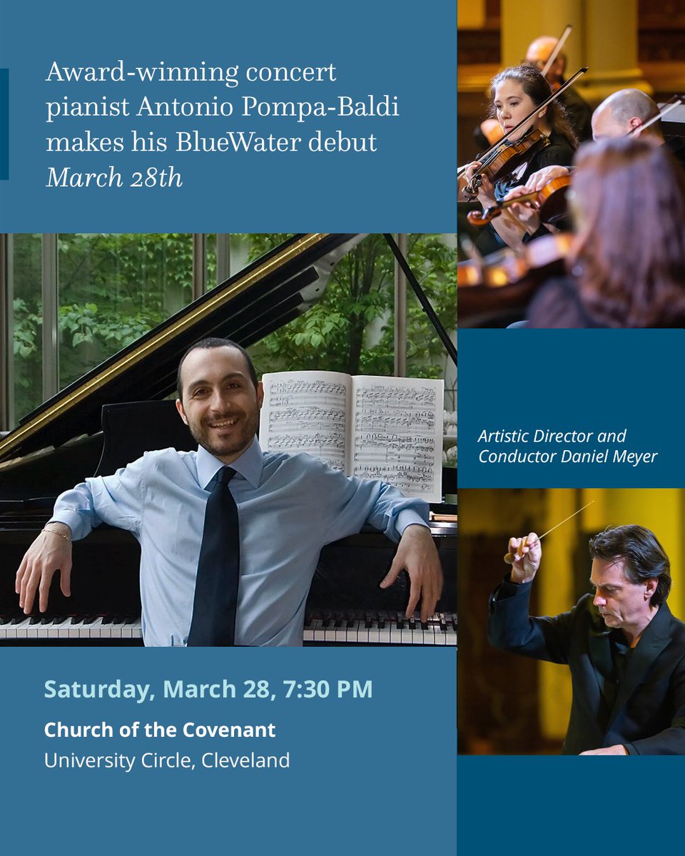 BlueWaterOrch's tweet photo. Award-winning concert pianist and beloved Professor at the Cleveland Institute of Music, Antonio Pompa-Baldi makes his BlueWater debut on March 28th in Kabalevsky’s "Fourth Piano Concerto, 'Prague.'” Reserve your tickets today: https://t.co/9sLOCexRoc https://t.co/SQ7DCAA3b6