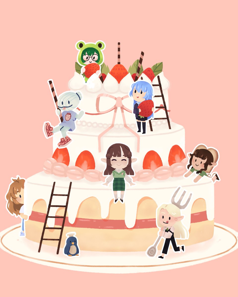 Emmrysart's tweet photo. Happy Birthday to me?! A lot of amazing people joined me on stream today, I really felt a b-day girl! 🥳🎉

Thanks to @RedGreenBit1 @LDKeater Klammyjammy @_miyumori @helenpixels @Hamguin_ @Visy23  letting me draw your oc's! 🎂🍰 https://t.co/8WOS1Ev51z