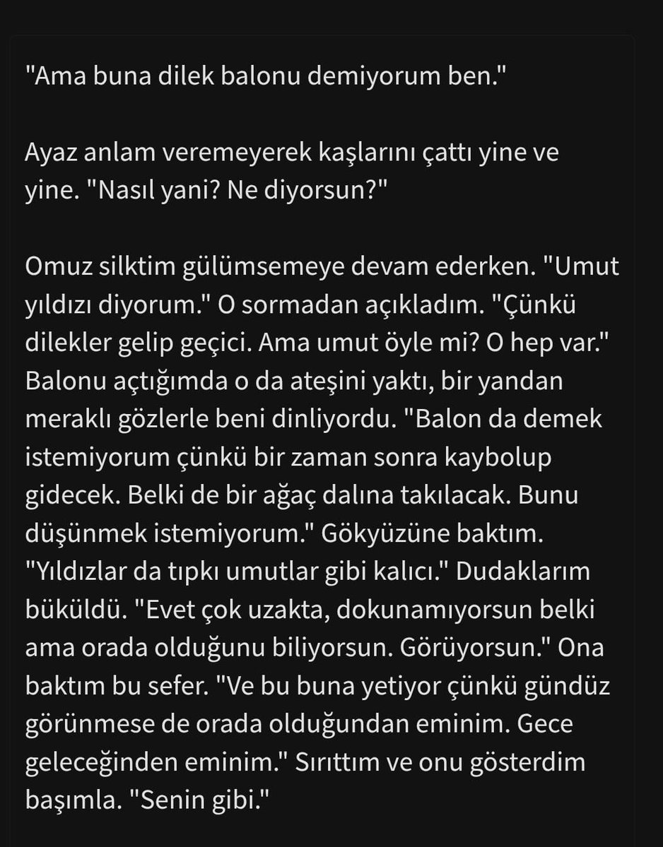 Ay 2-3 gundur okuyodum bugün bitti valla sevdim yani okudukca okuyasim geldi başta BAYA Bİ KURULDUM AYAZA AMA ciddeb bu çocuk sözünün eri diğer wattyboylar gibi kızımıza inanmayı bırakmadı ve dediği HER SEYİ YAPIYO sizleride okumaya davet ederim efenim
#UmutYıldızı <a href="/ilahipetekya/">Petek'</a>