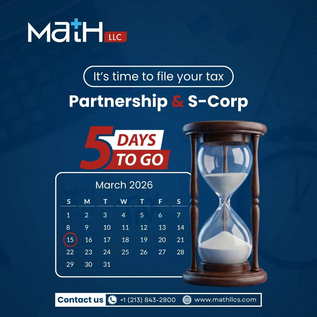 math_llc's tweet image. Only 5 Days Left to File Your Partnership &amp;amp; S-Corp Tax Return ⏳

#MATHLLC #taxfiling #taxreturn #businesstaxes #taxdeadline #taxpreparation #taxservices #taxhelp #taxconsultant #smallbusinesstaxes #partnershiptax #scorptax #form1065 #form1120s #k1tax #taxadvisor #tax #math_llc