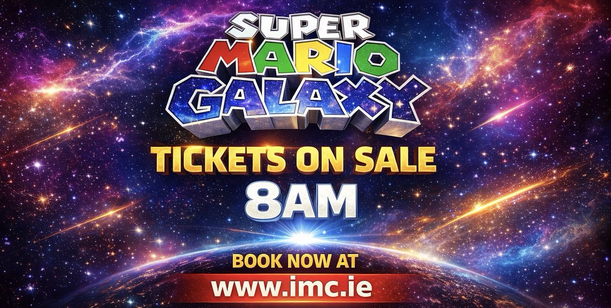 🍄🎬 It’s time to power up!

Tickets for The Super Mario Galaxy Movie go on sale tomorrow at 8am! ⭐🚀

Join Mario and friends for an epic new adventure on the big screen – packed with action, fun, and plenty of surprises for fans of all ages.

⏰ Tickets on sale: 8am
🎟 Book