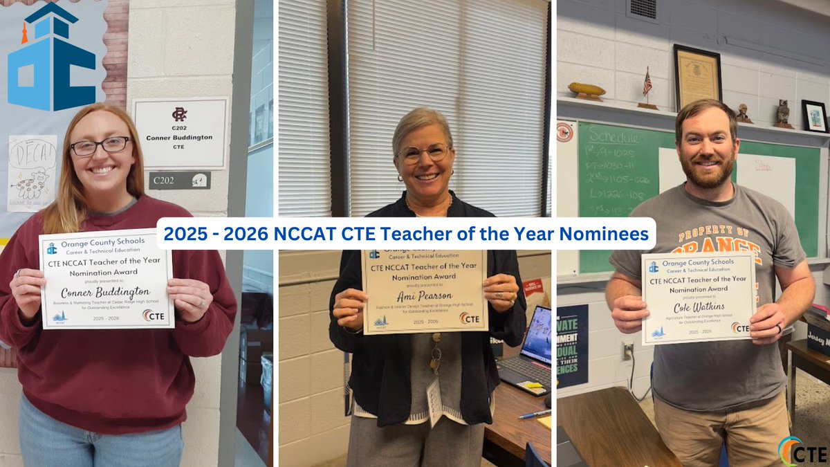 Congrats to the 25-26 Orange County Schools CTE NCCAT Teacher of the Year NOMINEES!  So proud &amp; honored to work with each of you!