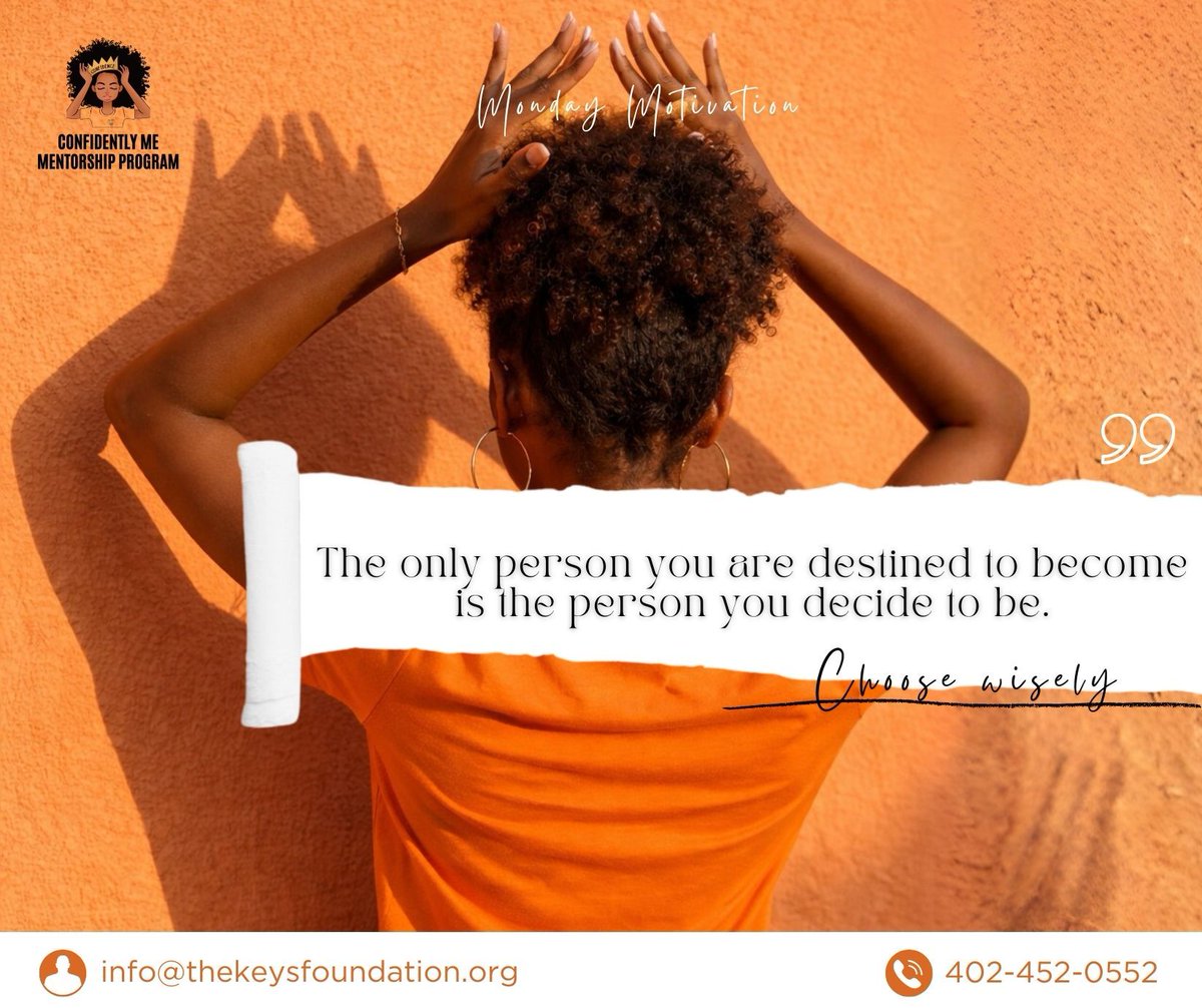 "The only person you are destined to become is the person you decide to be. Every day, in every little choice, you are shaping yourself—so choose with heart and  own your path. ✨

#ConfidentlyMe #KeysFoundation #ChooseWisely #OwnYourPath #SelfDiscovery