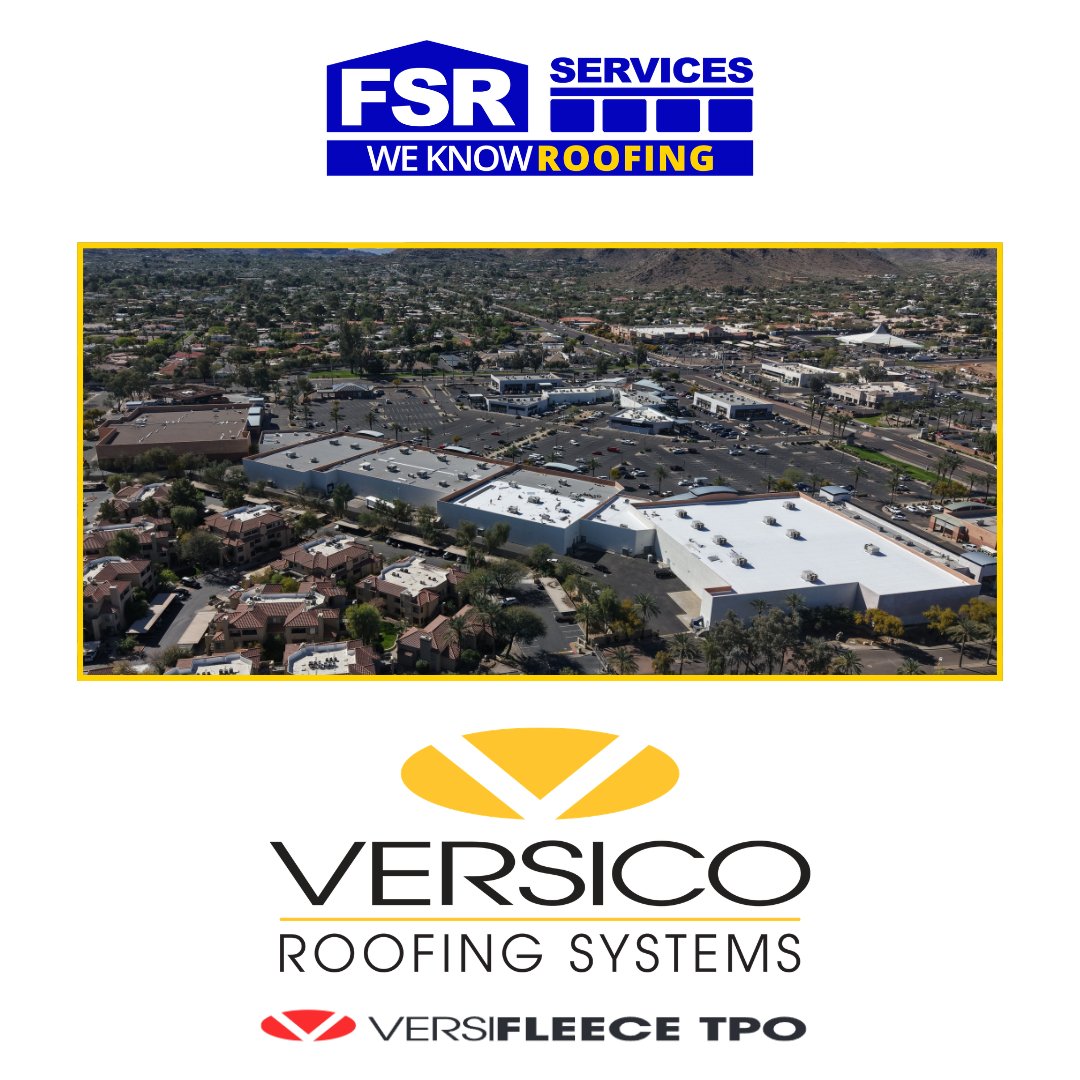 🚧 Project Spotlight: Phoenix 
FSR Services is completing a 211,600 sq. ft. retail roof replacement in Phoenix featuring Versico roofing systems. Another major commercial roofing project is underway.

#CommercialRoofing #Versico #FSRservices #WeKnowROOFING #VersiFLEECE