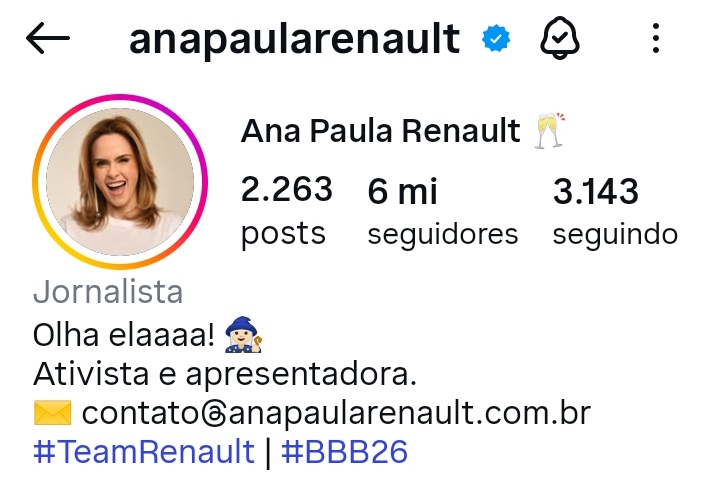 OLHA ELAAAA, ANA PAULA BATEU 6 MILHÕES NO INSTAGRAM AAAAAAAAAAAA, ELA É O MOMENTO! ☝🏻🤍 #BBB26