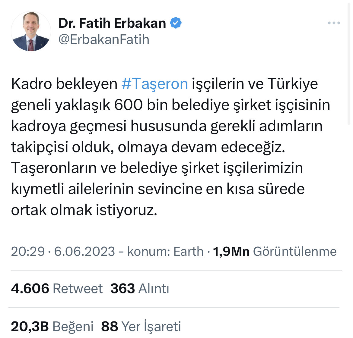 <a href="/magdursuztoplum/">Toplumsal Mağduriyetler Kurulu</a> Belediye Şirket İşçilerimizin Taşeron İşçilerimizin Kadro Mağduriyeti Unutulmasın Artık Biz De Hakkımızı Alalım <a href="/magdursuztoplum/">Toplumsal Mağduriyetler Kurulu</a> <a href="/melihguuner/">Melih Güner</a> <a href="/rprefahpartisi/">Yeniden Refah Partisi</a> <a href="/erbakanfatih/">Dr. Fatih Erbakan</a> <a href="/erbakanofis/">ErbakanOfis</a> <a href="/mehemmed19/">Mehmet Aşıla</a> <a href="/DoganBekin/">Doğan Bekin</a> <a href="/suatkilic/">Suat KILIÇ</a> <a href="/MehmedAltinoz/">Mehmet Altınöz</a> <a href="/SelcukGeyveli/">Selçuk Geyveli</a> <a href="/TakipRefah/">Yeniden Refah Gündem Takip 🇹🇷</a>