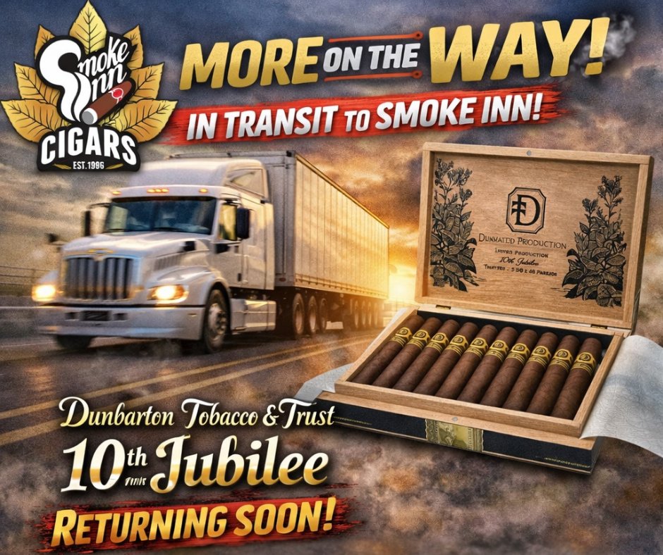 SmokeInnCigars's tweet photo. Round two is on the way.
More 10th Jubilee cigars are currently in transit to Smoke Inn. 👀 Stay tuned.
https://t.co/qs9quGds8S https://t.co/9W8kjVx6Nf