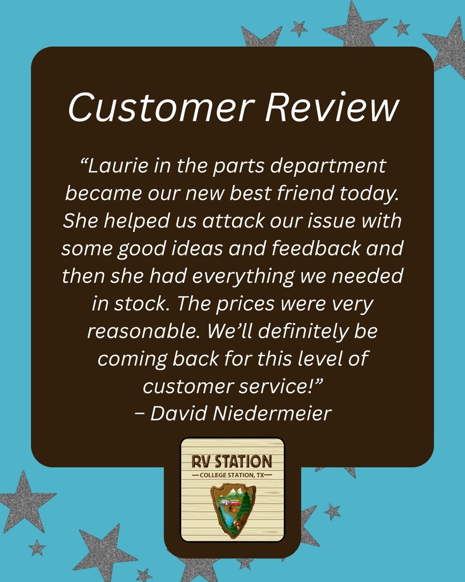 Another great experience at RV Station College Station ⭐ It’s always great hearing when our parts team goes the extra mile to help!

Check us out! 🔗 rpb.li/jq83

#RVStationCollegeStation #CollegeStationTX #5StarReview