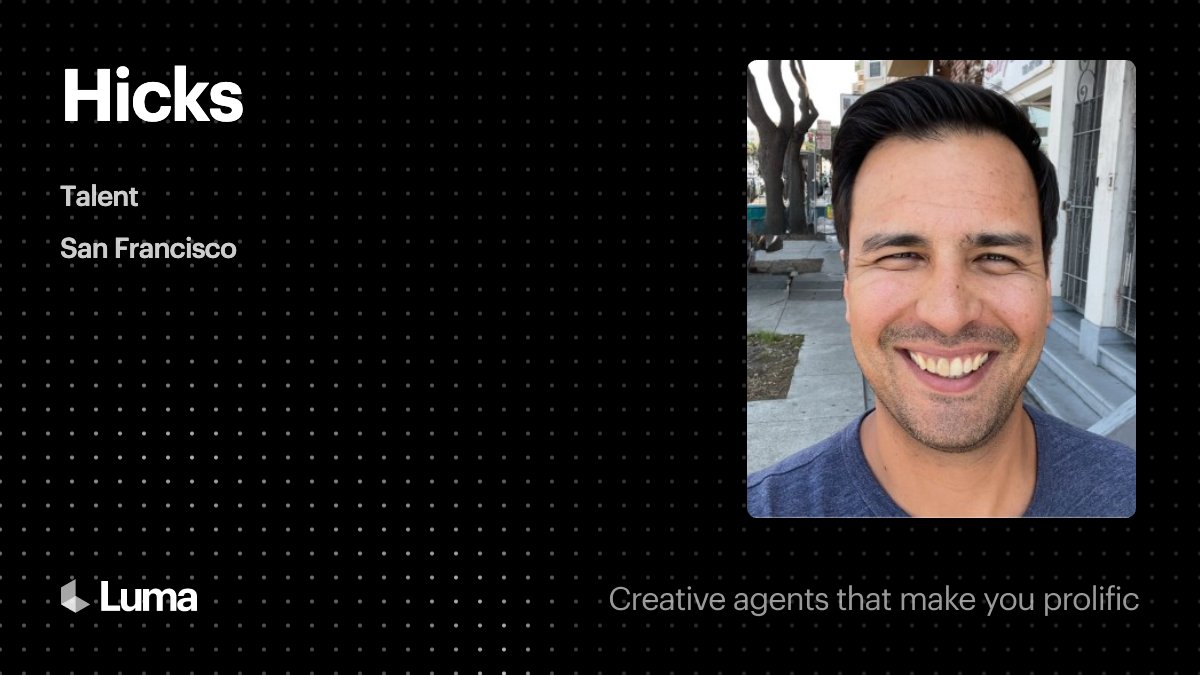hicksluma's tweet photo. Between the mission to build AGI through a creative lens and the goal of setting the gold standard for AI-driven talent, joining was a no-brainer. It’s been a whirlwind week launching UNI-1 and Luma Agents!

#LumaAgents #UNI1 #AI #FutureOfWork https://t.co/R1DhqIaksI