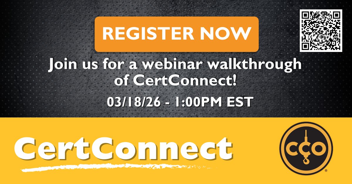 🕑 CertConnect is LIVE! 

To share this exciting development, we're planning a live webinar walkthrough of CertConnect. 💻

Register now for the webinar, happening March 18. Click the link below to register! 

🔗 nccco.zoom.us/webinar/regist… 

#CertConnect #CCOCertification