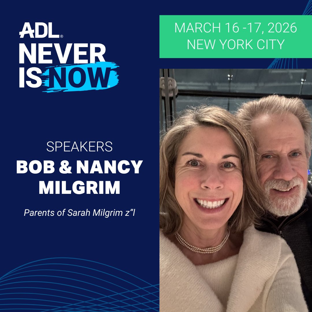 Next week at #NeverIsNow, hear from Bob and Nancy Milgrim whose daughter, Sarah Milgrim z”l, was tragically murdered in the antisemitic attack at the <a href="/CapJewishMuseum/">Capital Jewish Museum</a> in D.C. last May, alongside Yaron Lischinsky z”l.  

In a deeply moving conversation, they will honor Sarah's