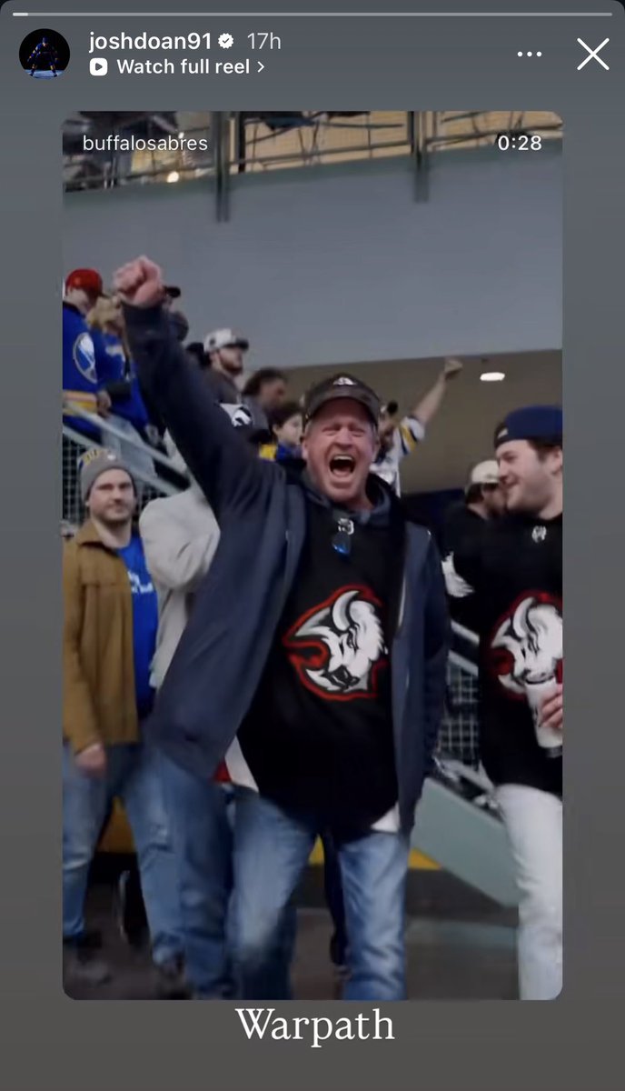 CHurls13's tweet image. nearly every player on the sabres has reposted the sabre fan atrium video that the team put out. these guys know what’s happening in the city and it’s fueling them. 

josh doan: “warpath”